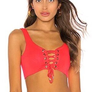 NEW Maaji Samba Red Dazzling Reversible 4-Way Bikini Top Size L Large MSRP $78